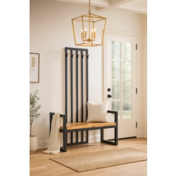 Ławka Metalowa Z Wieszakiem Loft Siedzisko Drewno Lite Dąb LM-120 Rozmiary od 50 cm do 200 cm